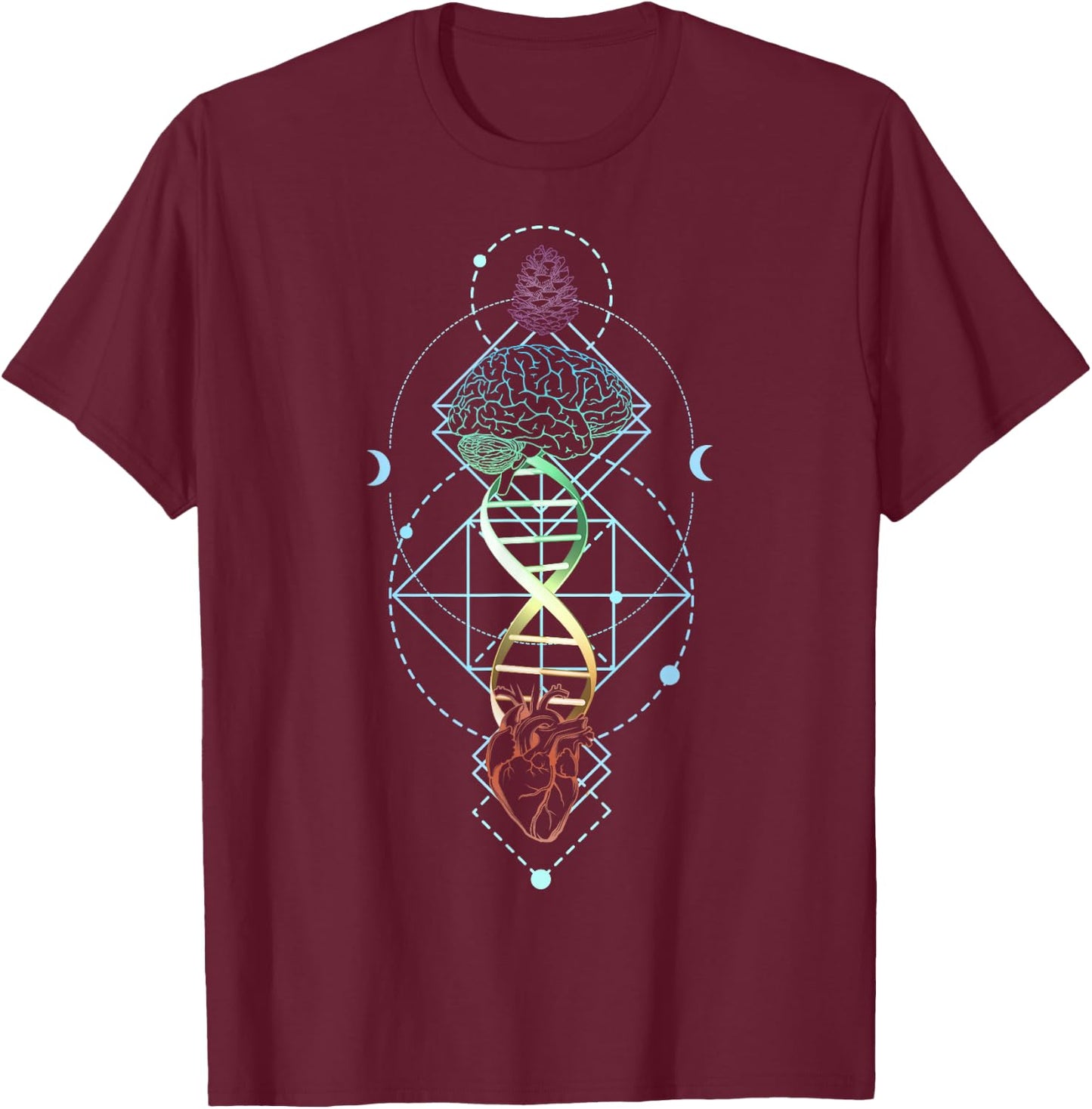 Pineal Gland Pine Cone Third Eye Mind Opening Heart T-Shirt - T-Shirt | Maroon