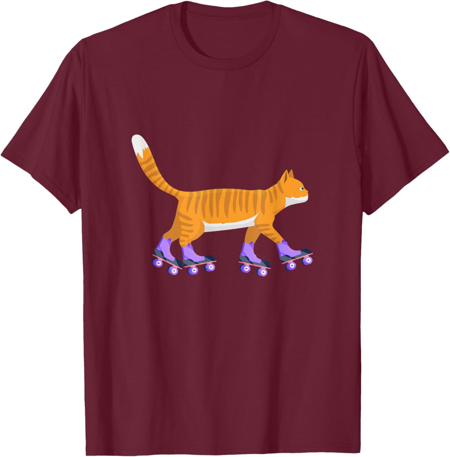 Skater Cat Inline Skateboard Skates Skates Animal Fan Gift T-Shirt - T-Shirt | Maroon