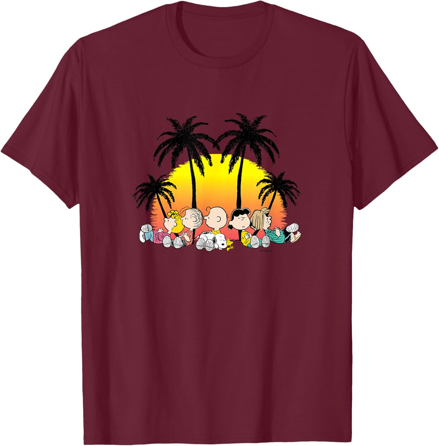 Peanuts - Snoopy Tropical Peanuts T-Shirt - T-Shirt | Maroon