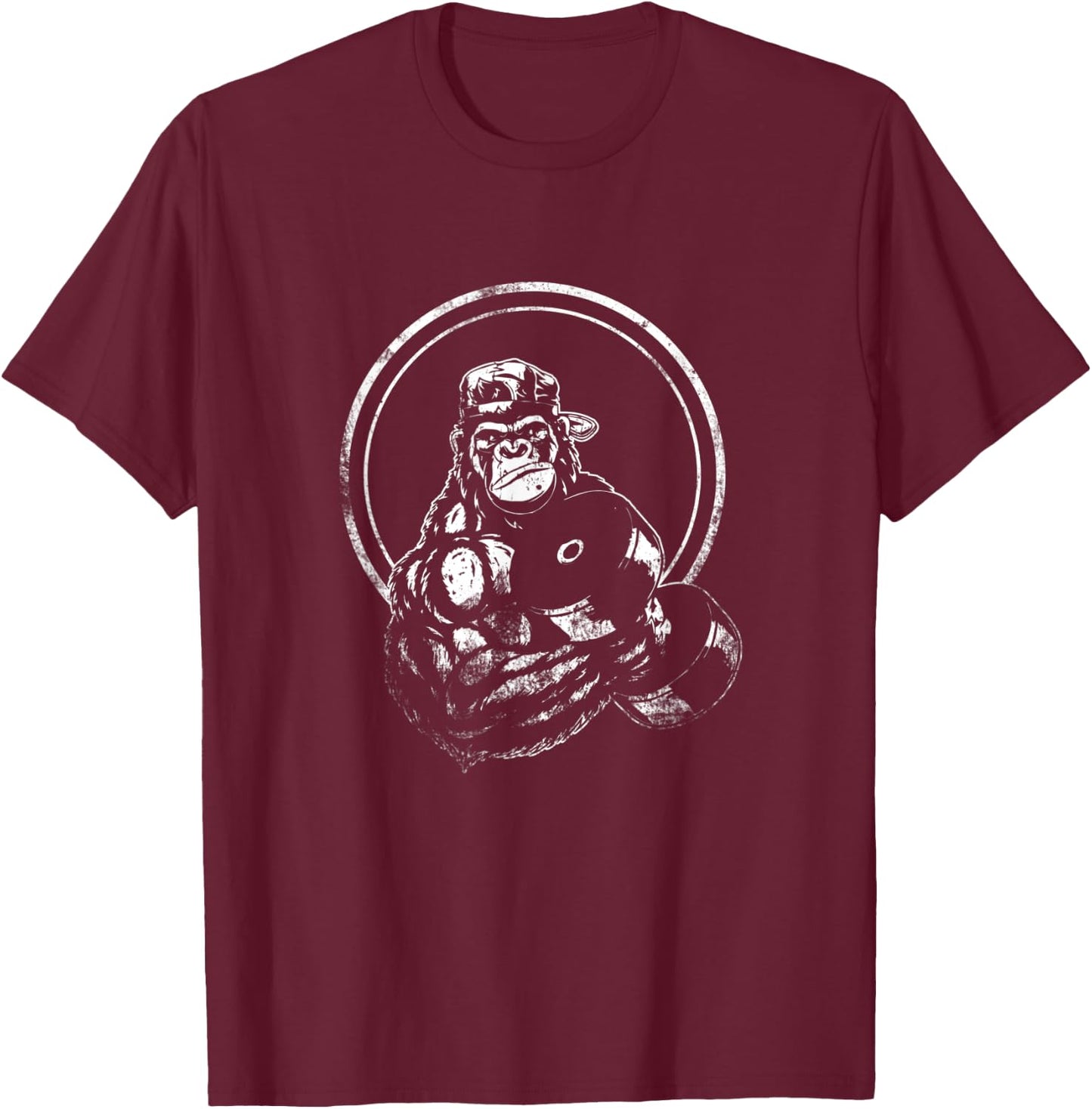 Gorilla Strength Weight Lifter Gym Body Builder Workout T-Shirt - T-Shirt | Maroon