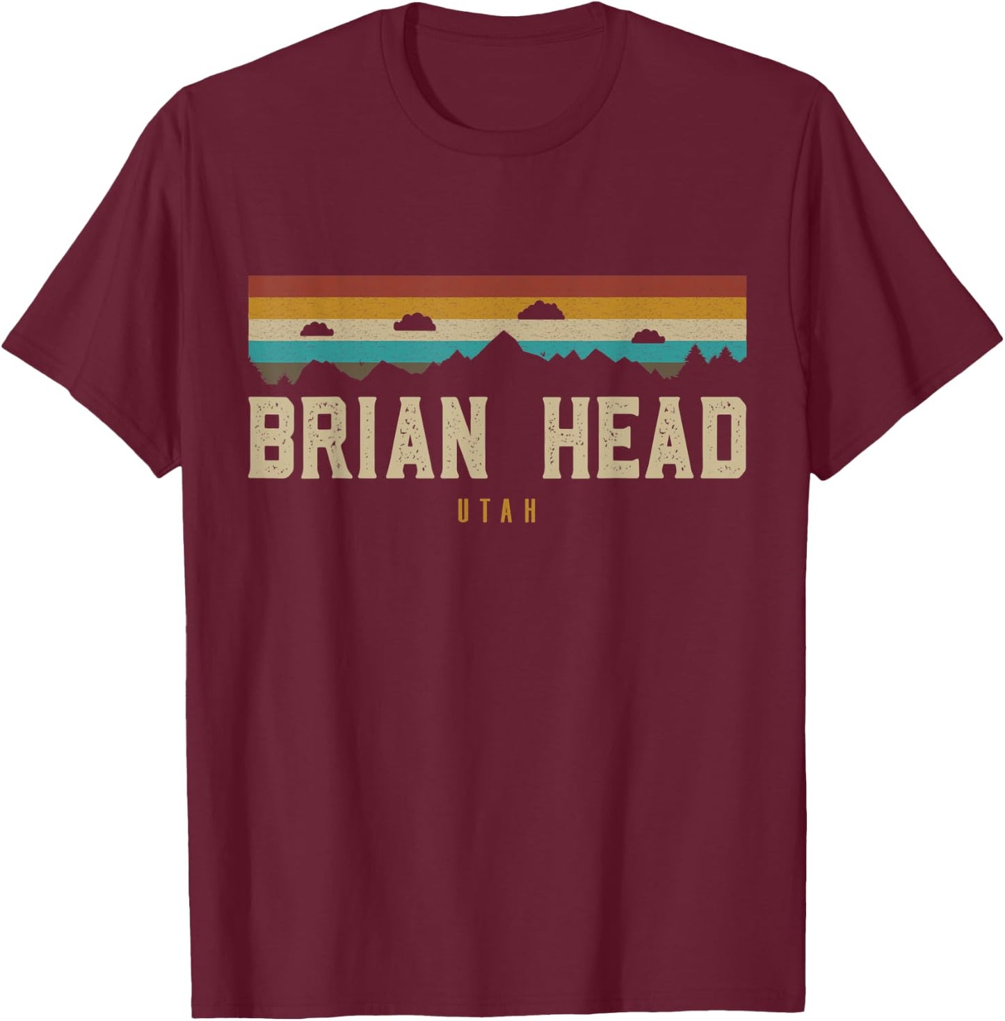 Brian Head Vintage Mountains Hiking Camping Utah Retro T-Shirt - T-Shirt | Maroon