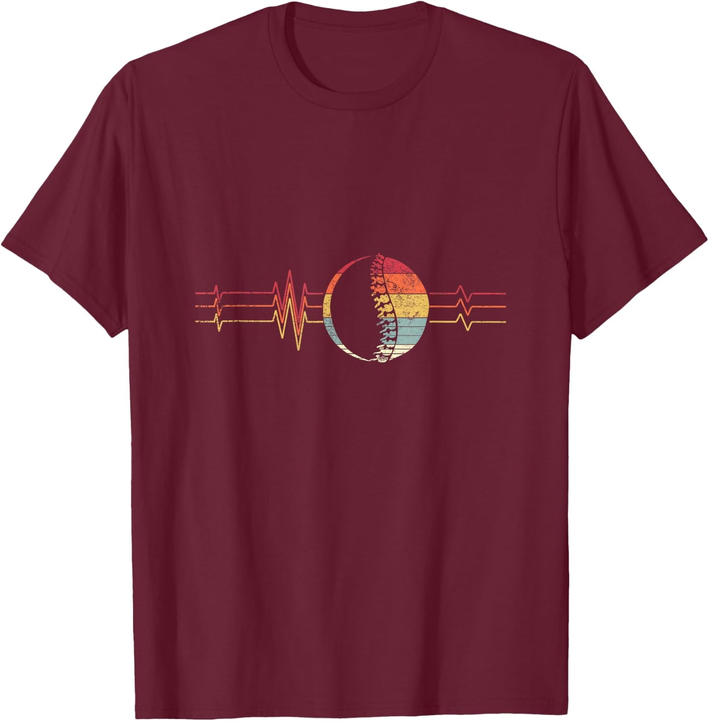 Retro Spine Crack Sound Wave Bone Therapy Chiropractor Gift T-Shirt - T-Shirt | Maroon