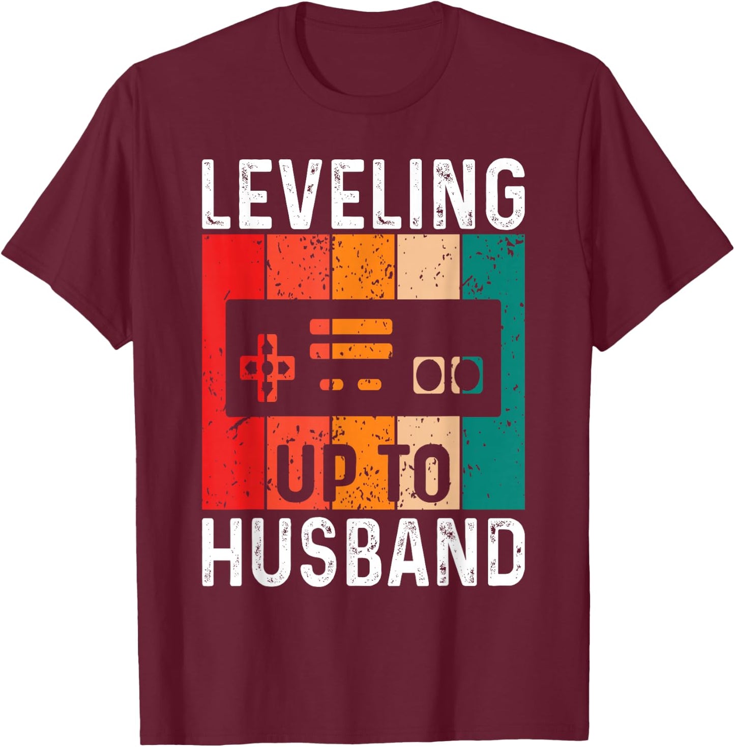 Bachelor Party Leveling Up to Husband Gaming Groom-to-be T-Shirt - T-Shirt | Maroon