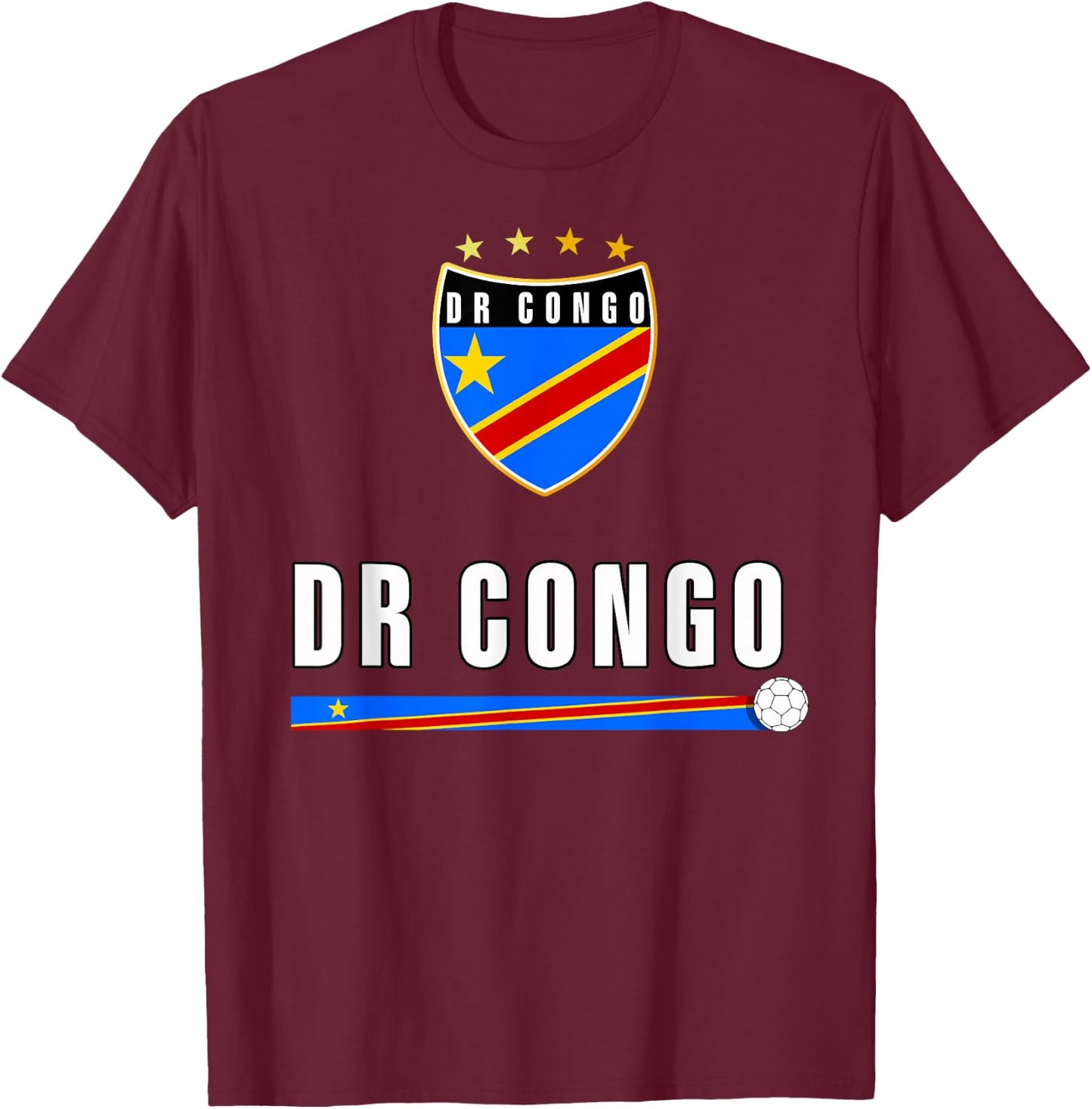 Retro DR Congo Flag Congolese Pride Lovers T-Shirt - T-Shirt | Maroon