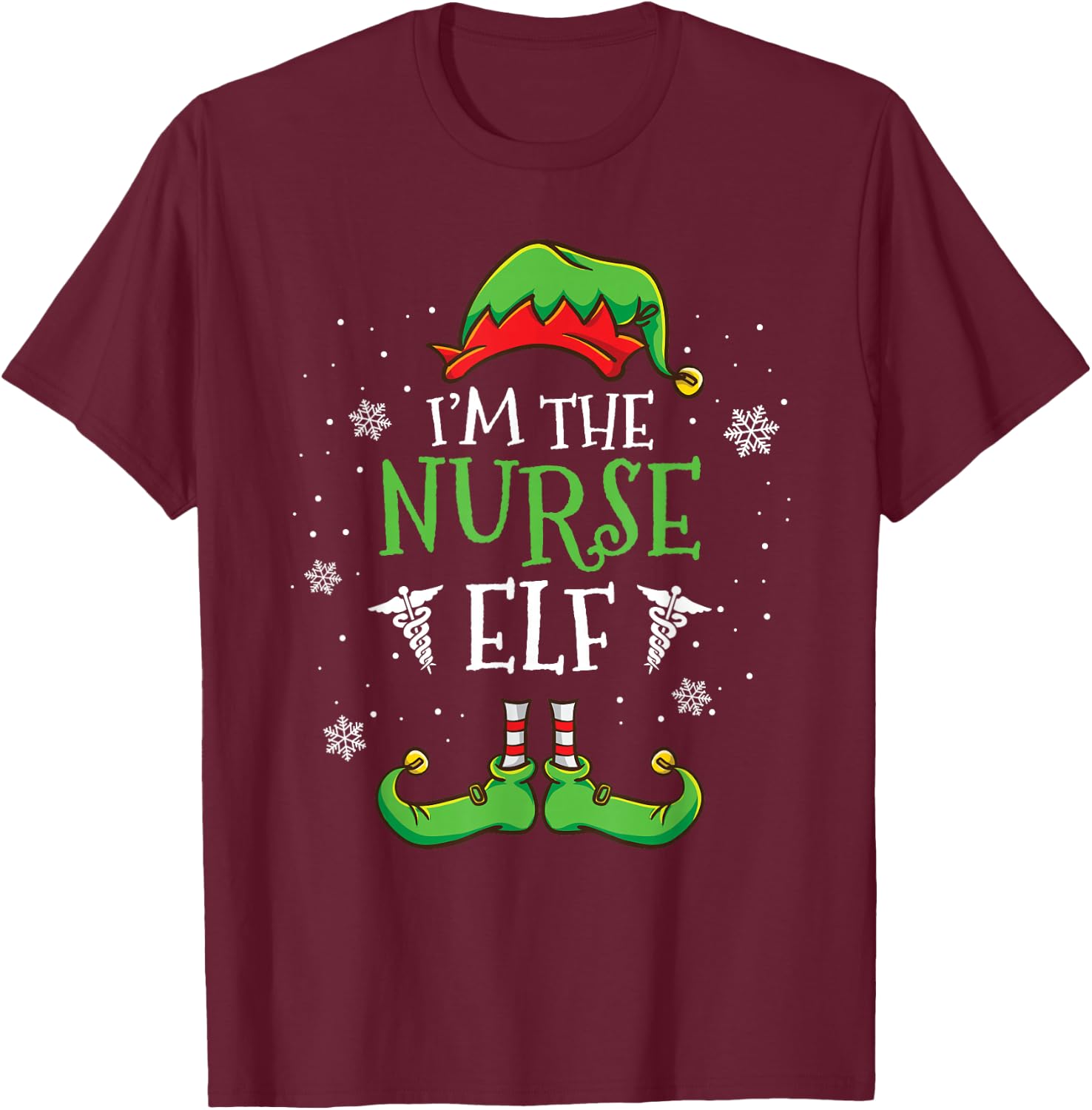Im The Nurse Elf Christmas T-Shirt - T-Shirt | Maroon