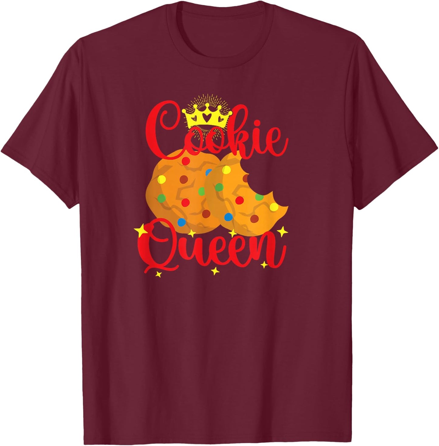 Cute Cookie Queen Chocolate Chip Cookie Gift Girls T-Shirt - T-Shirt | Maroon