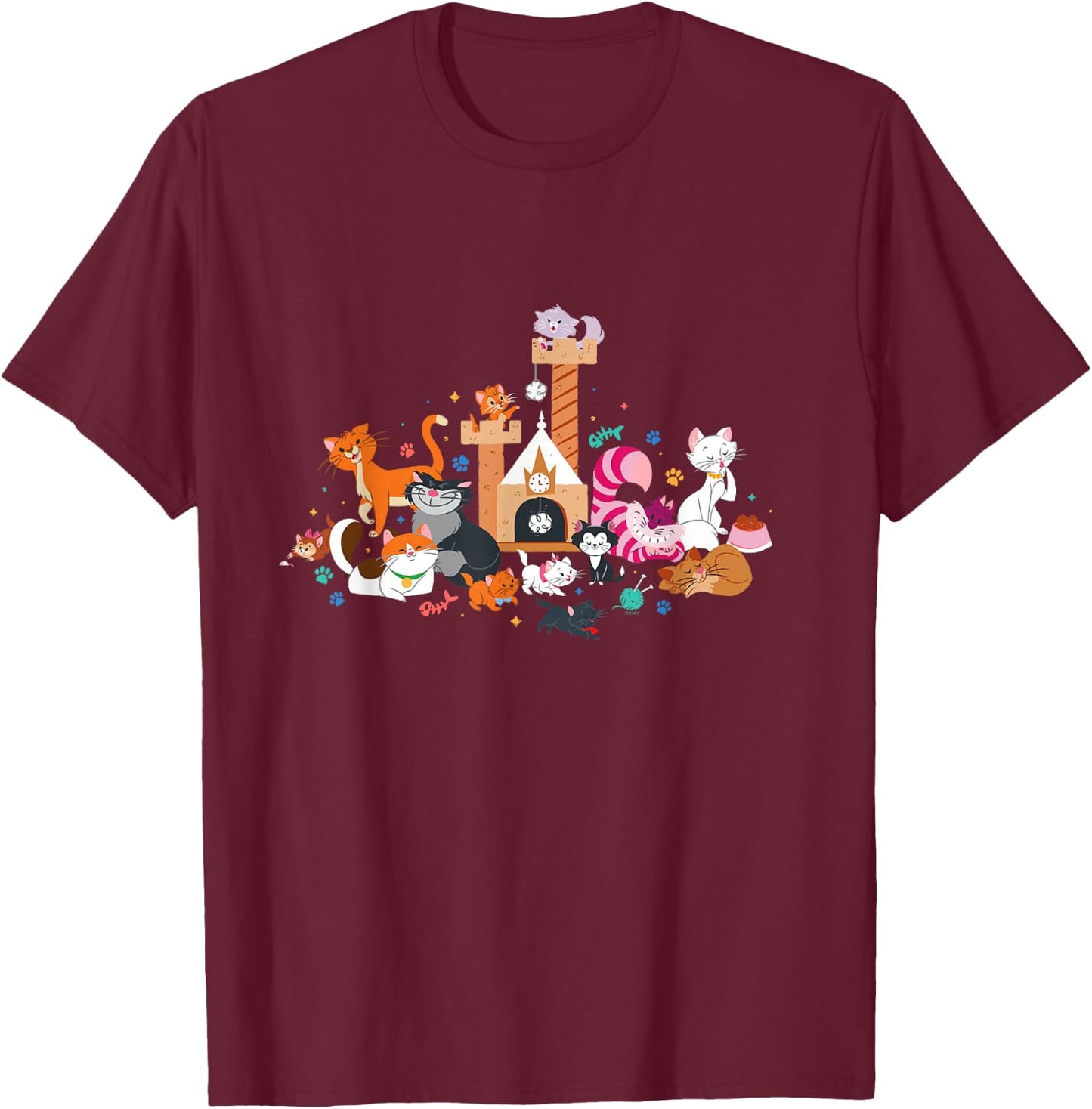Disney Cats Kitten Friends T-Shirt - T-Shirt | Maroon