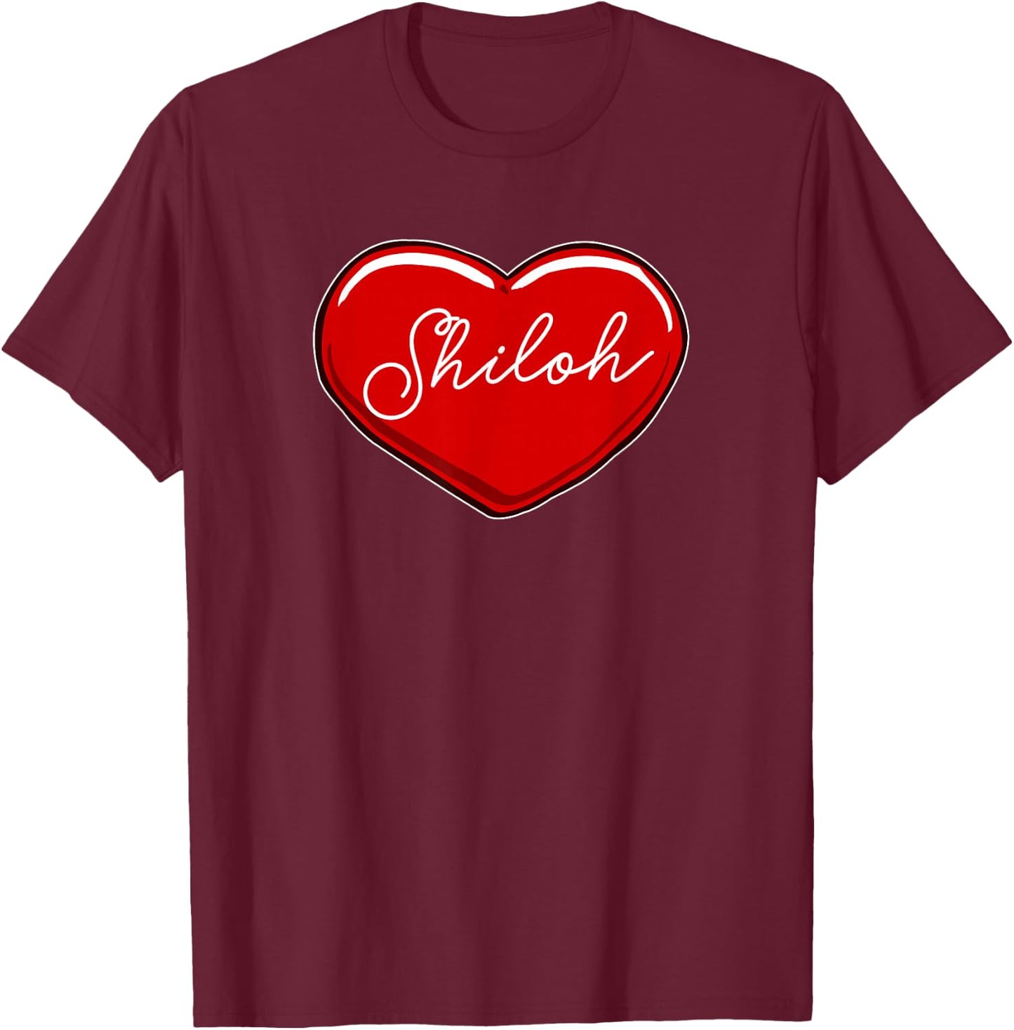Hand Drawn Heart Shiloh - First Name Hearts I Love Shiloh T-Shirt - T-Shirt | Maroon