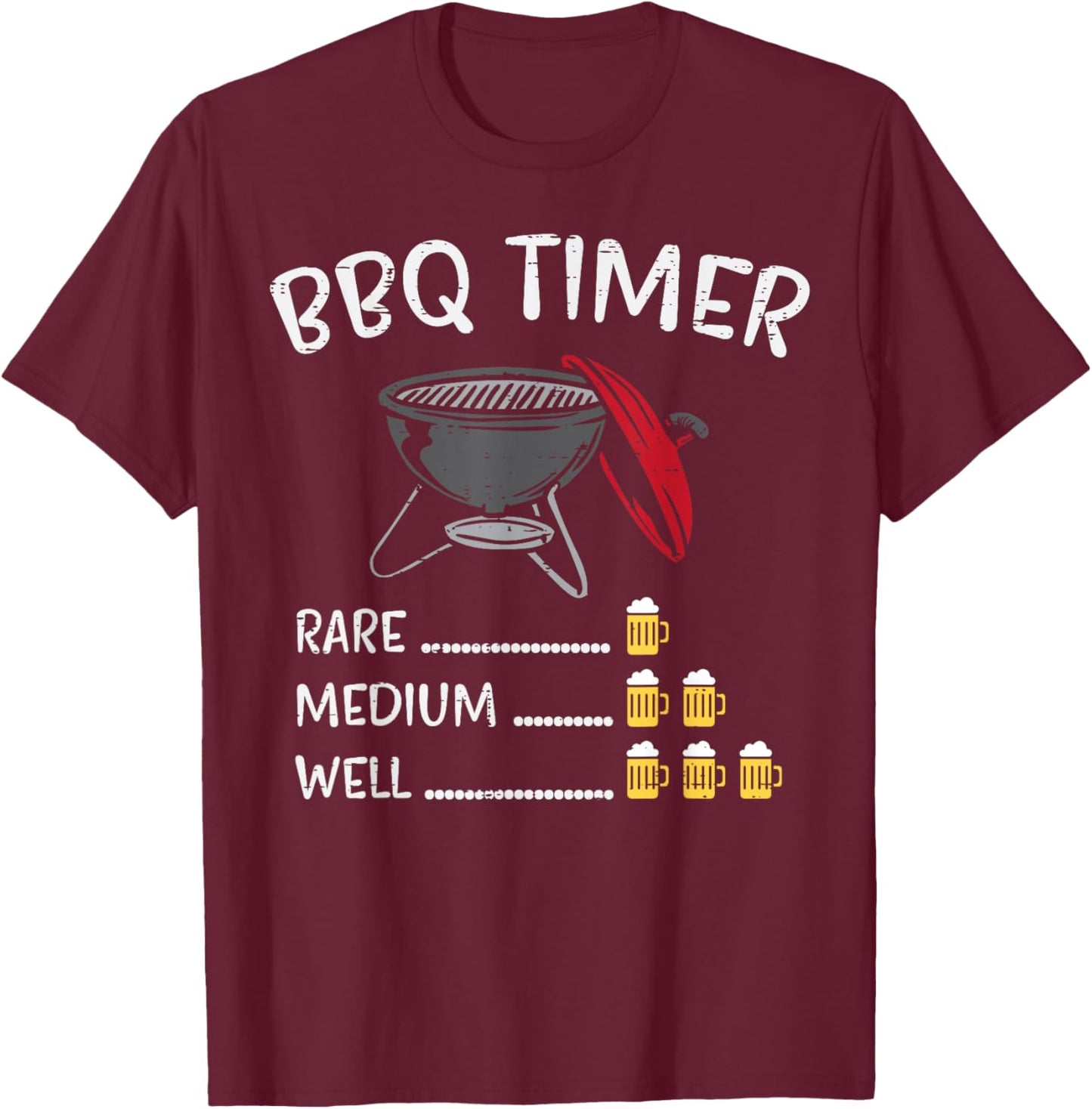 BBQ Timer Beer Funny Barbecue Grill Grilling Drinking Gift T-Shirt - T-Shirt | Maroon
