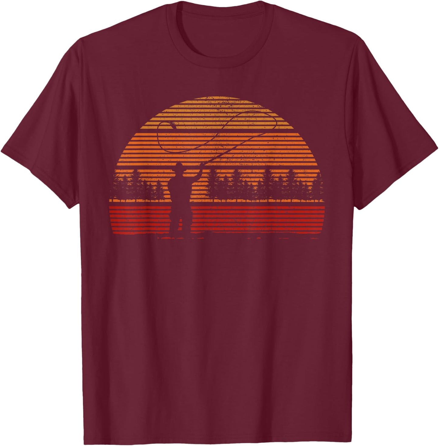 Fly Fishing Vintage Retro Trout Fishing Fisherman Gift T-Shirt - T-Shirt | Maroon