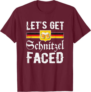 Lets Get Schnitzel Faced Retro Men Women Oktoberfest T-Shirt - T-Shirt | Maroon