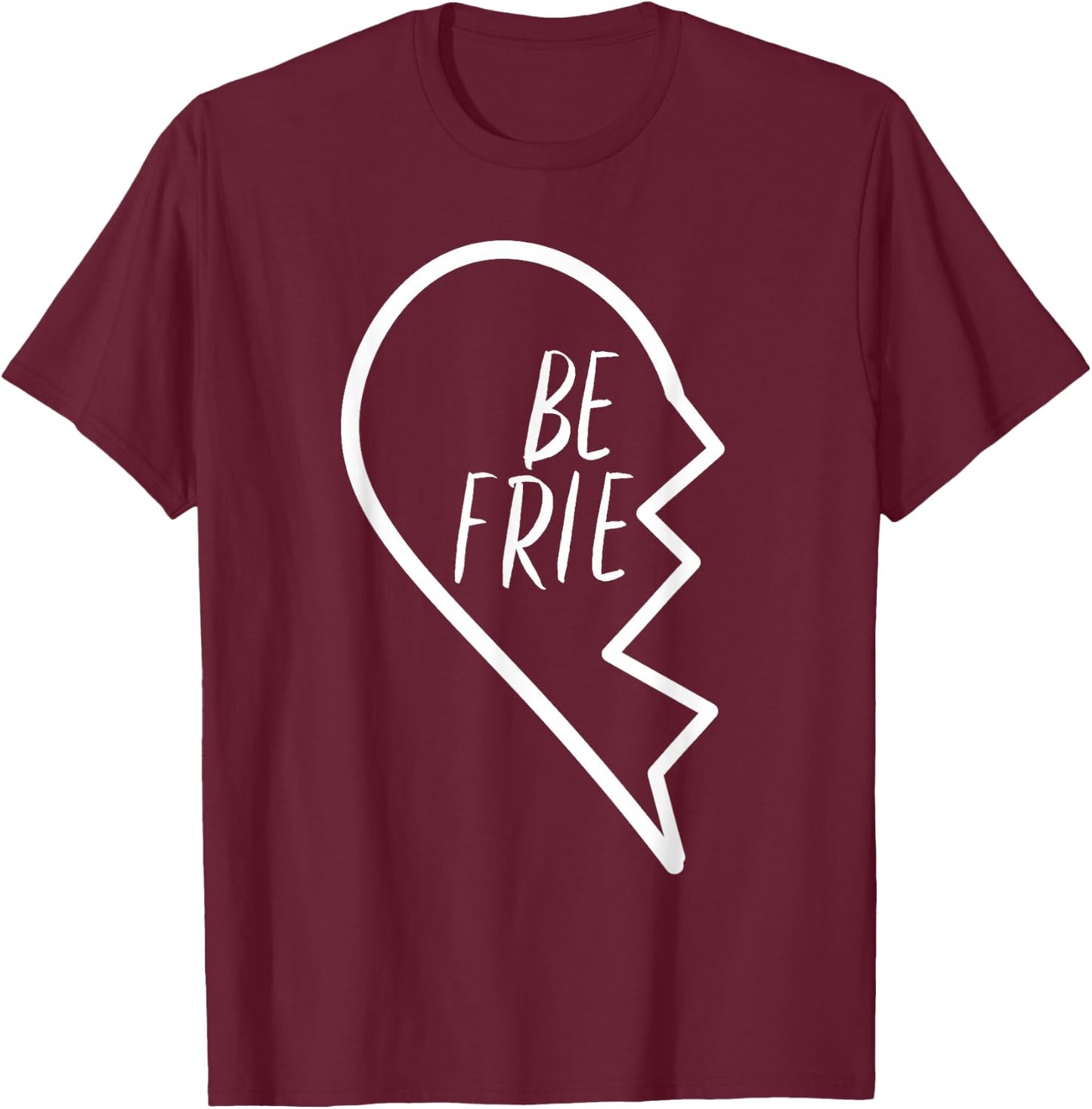 Best Friends Apparel Matching Broken Heart First Half #1 T-Shirt - T-Shirt | Maroon