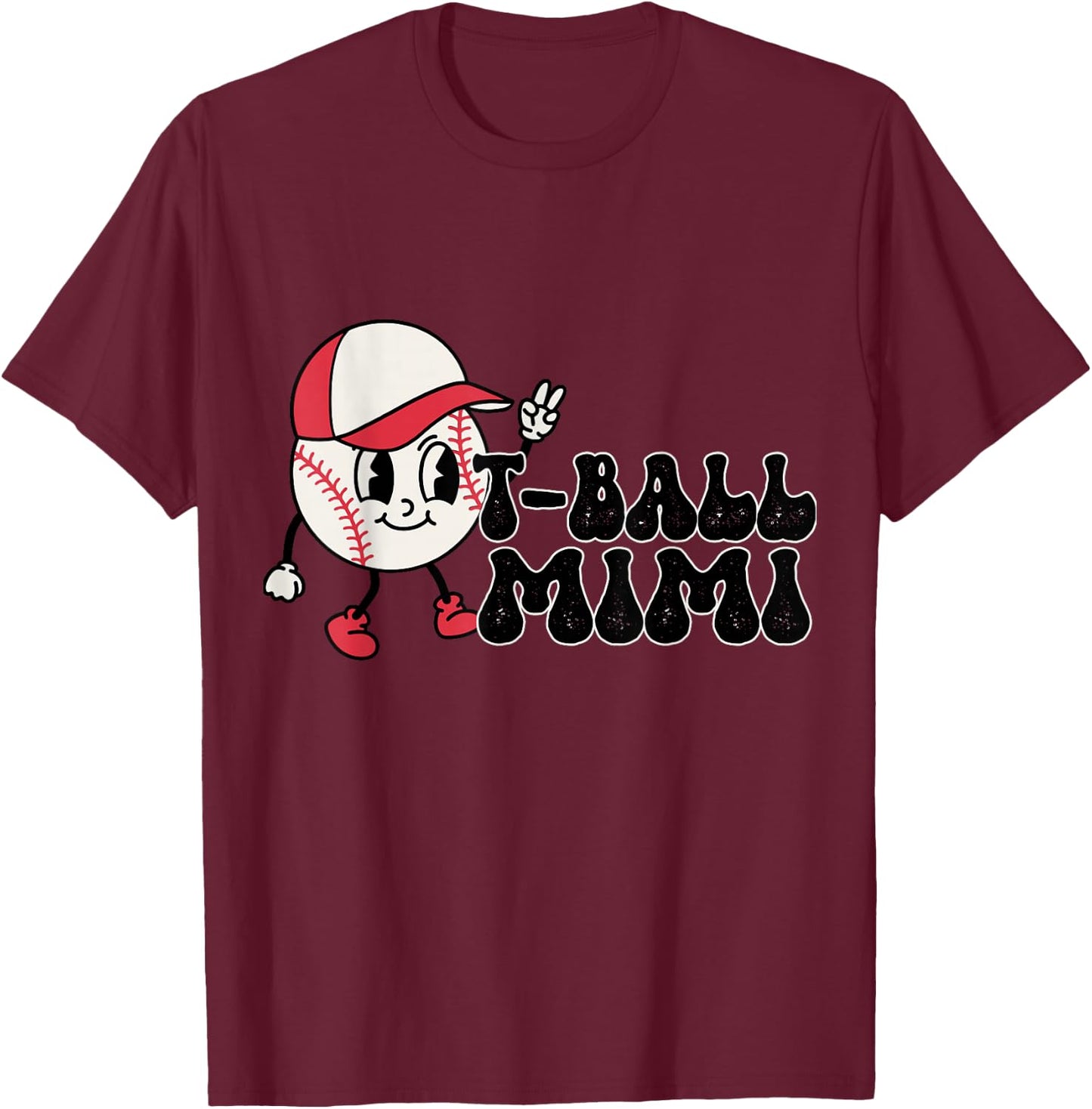 T-ball T Ball Mimi Cartoon Ball Vintage Cute Trendy T-Shirt - T-Shirt | Maroon