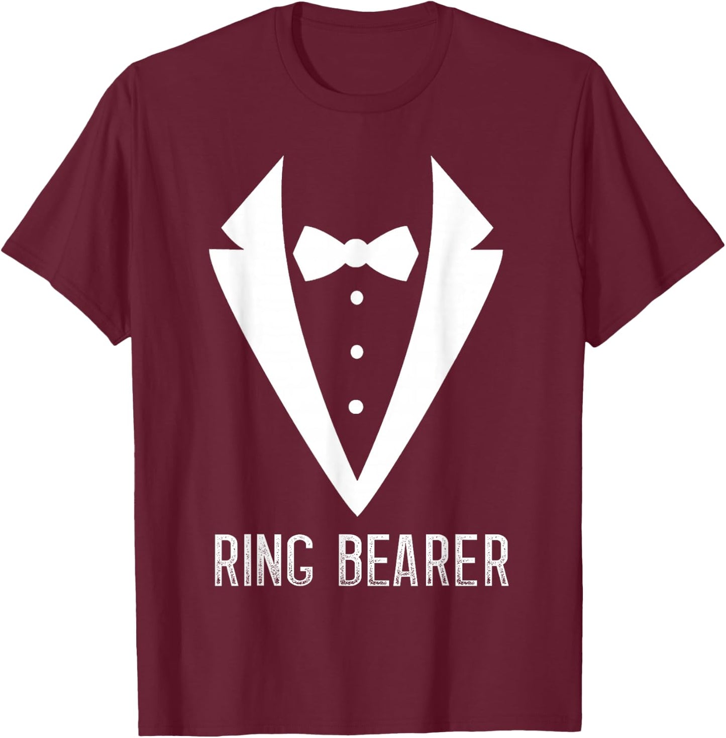 Ring Bearer Attire Ring Wedding Party Bow Tie Security T-Shirt - T-Shirt | Maroon