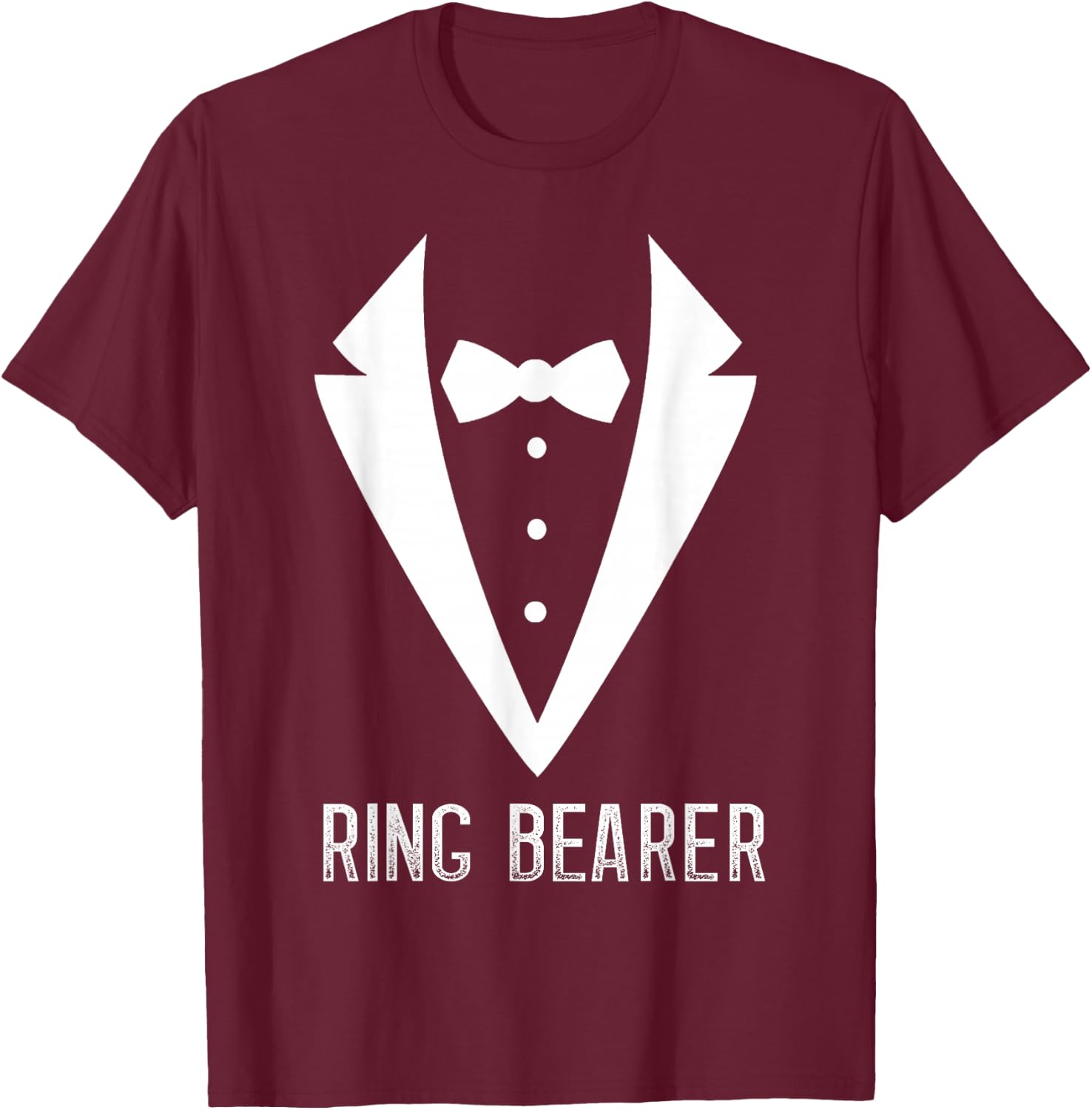 Ring Bearer Attire Ring Wedding Party Bow Tie Security T-Shirt - T-Shirt | Maroon