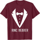 Ring Bearer Attire Ring Wedding Party Bow Tie Security T-Shirt - T-Shirt | Maroon