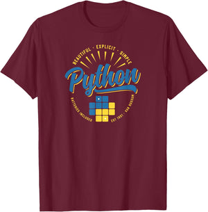 Vintage Python Programming Language T-Shirt - T-Shirt | Maroon