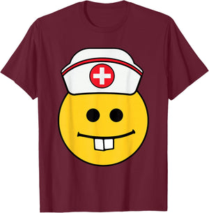 Emoticon face Gift Nurses T-Shirt - T-Shirt | Maroon