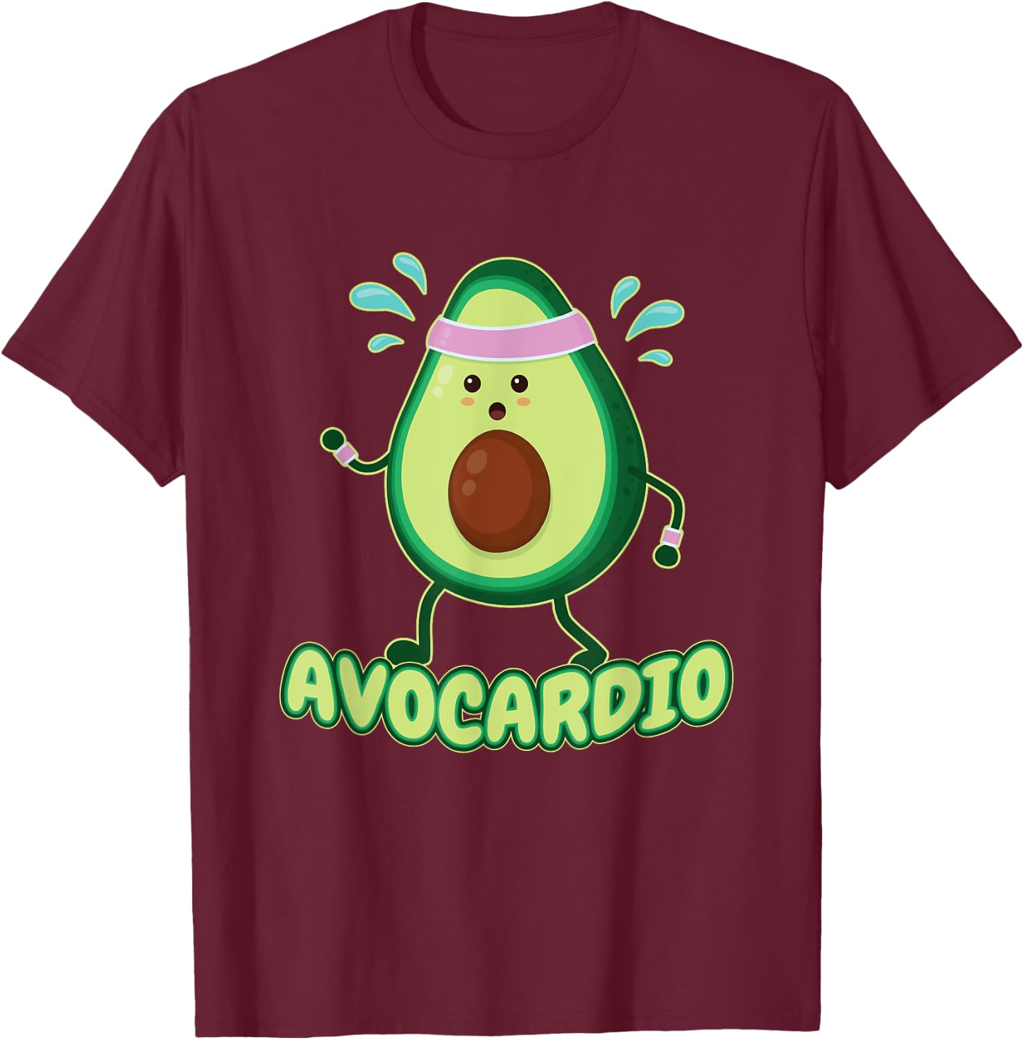 Avocardio Avo-Cardio Exercising Fitness Gym Runner Avocado T-Shirt - T-Shirt | Maroon