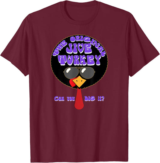 Funny Jive Turkey Face Thanksgiving Day T-Shirt - T-Shirt | Maroon