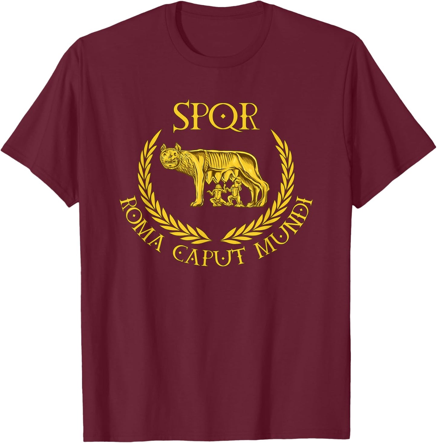 SPQR - Roma Caput Mundi - Capitoline Wolf T-Shirt - T-Shirt | Maroon
