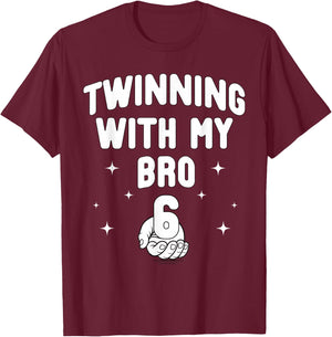 67 Twinning with My Bro Funny 6 7 Meme Twin Day Spirit Week T-Shirt - T-Shirt | Maroon
