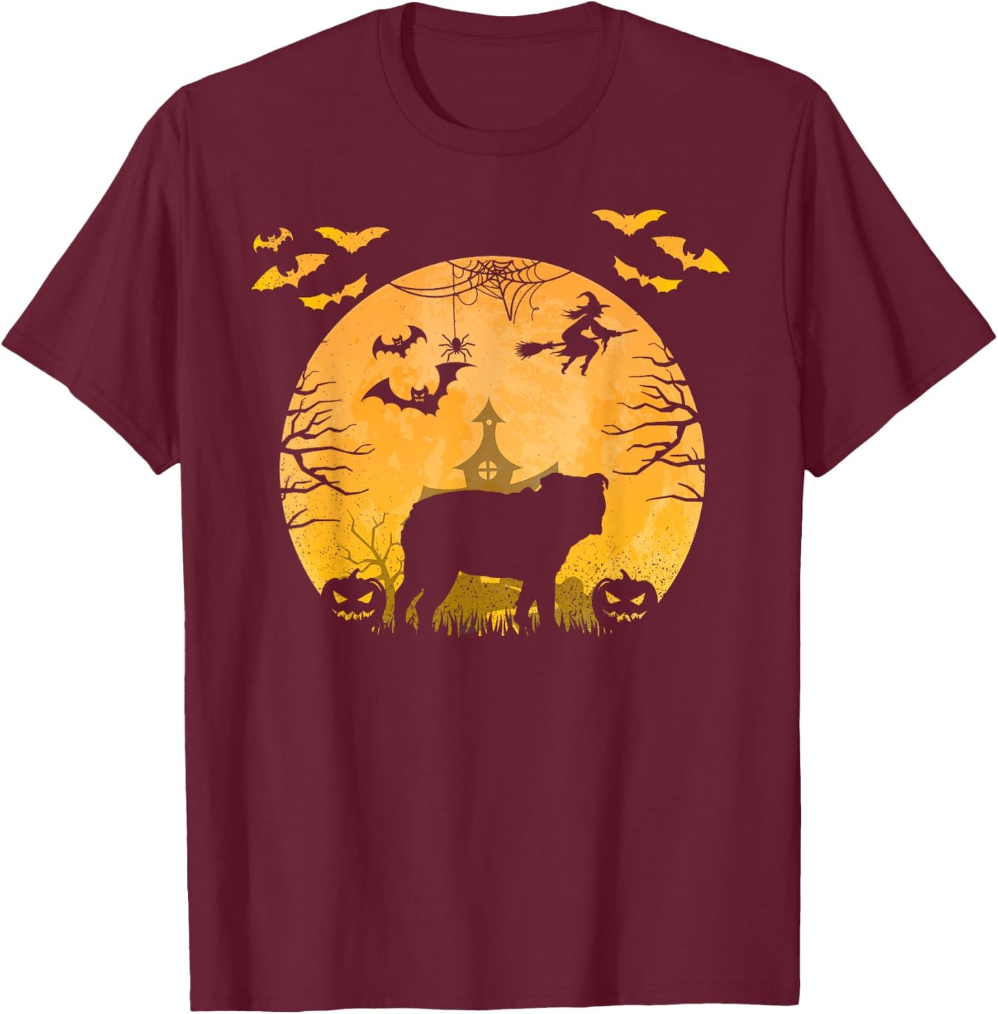 Funny Halloween Dog English bulldog Halloween T-Shirt - T-Shirt | Maroon