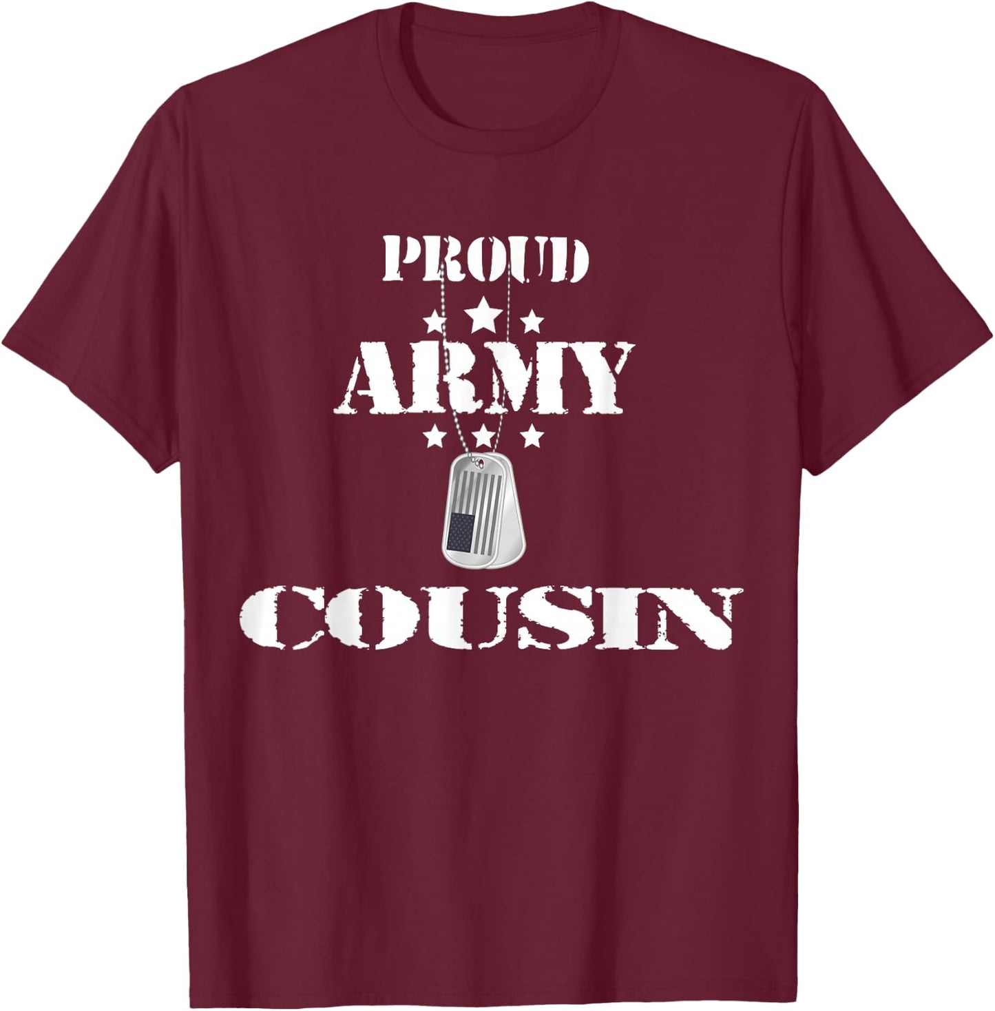 Proud Army Cousin Military Pride American Flag For Veteran Kids Men T-Shirt - T-Shirt | Maroon
