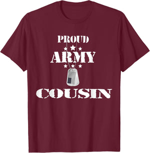 Proud Army Cousin Military Pride American Flag For Veteran Kids Men T-Shirt - T-Shirt | Maroon