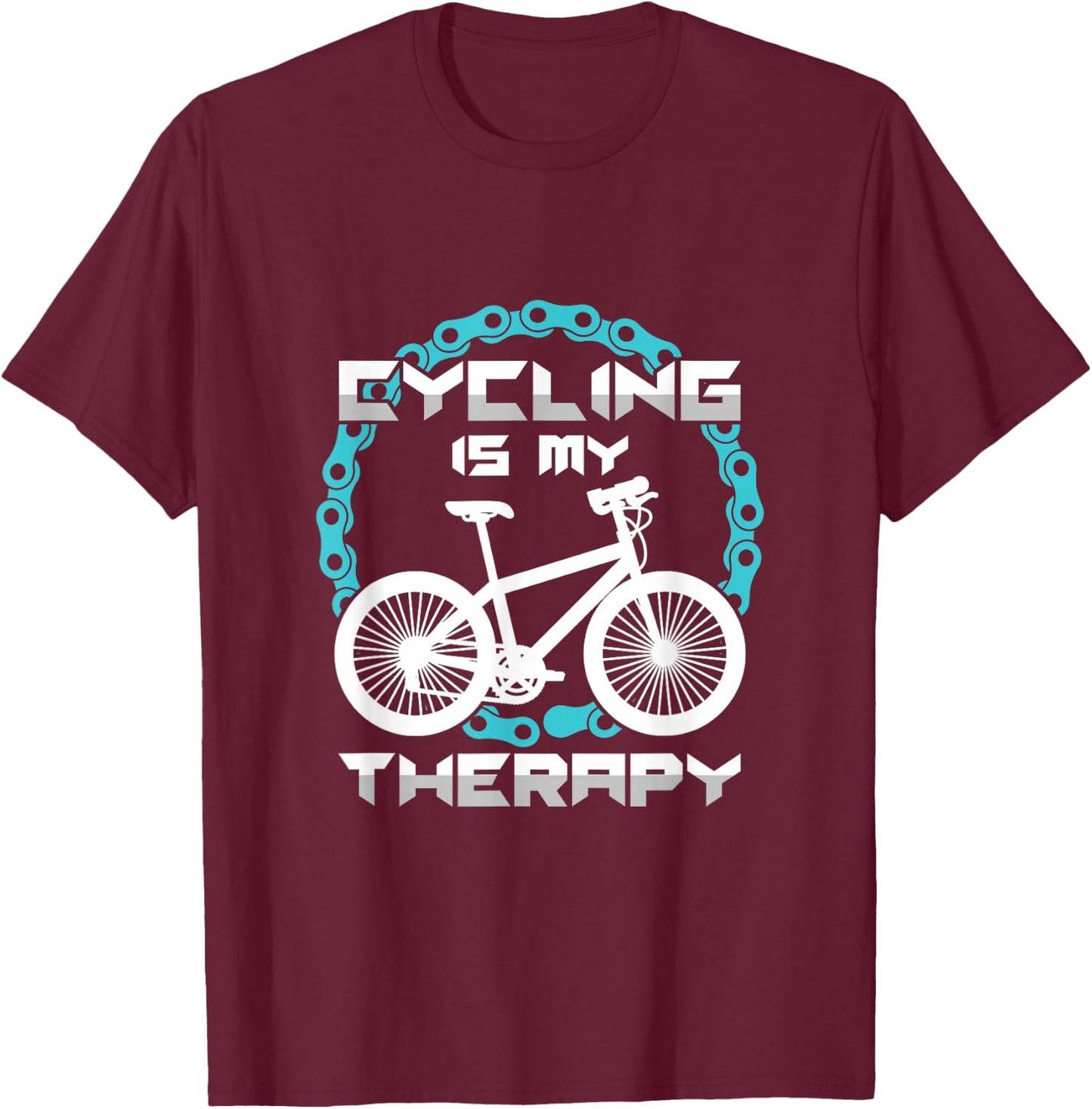 Funny Cyclist Cycling Is My Therapy Bikers T-Shirt - T-Shirt | Maroon