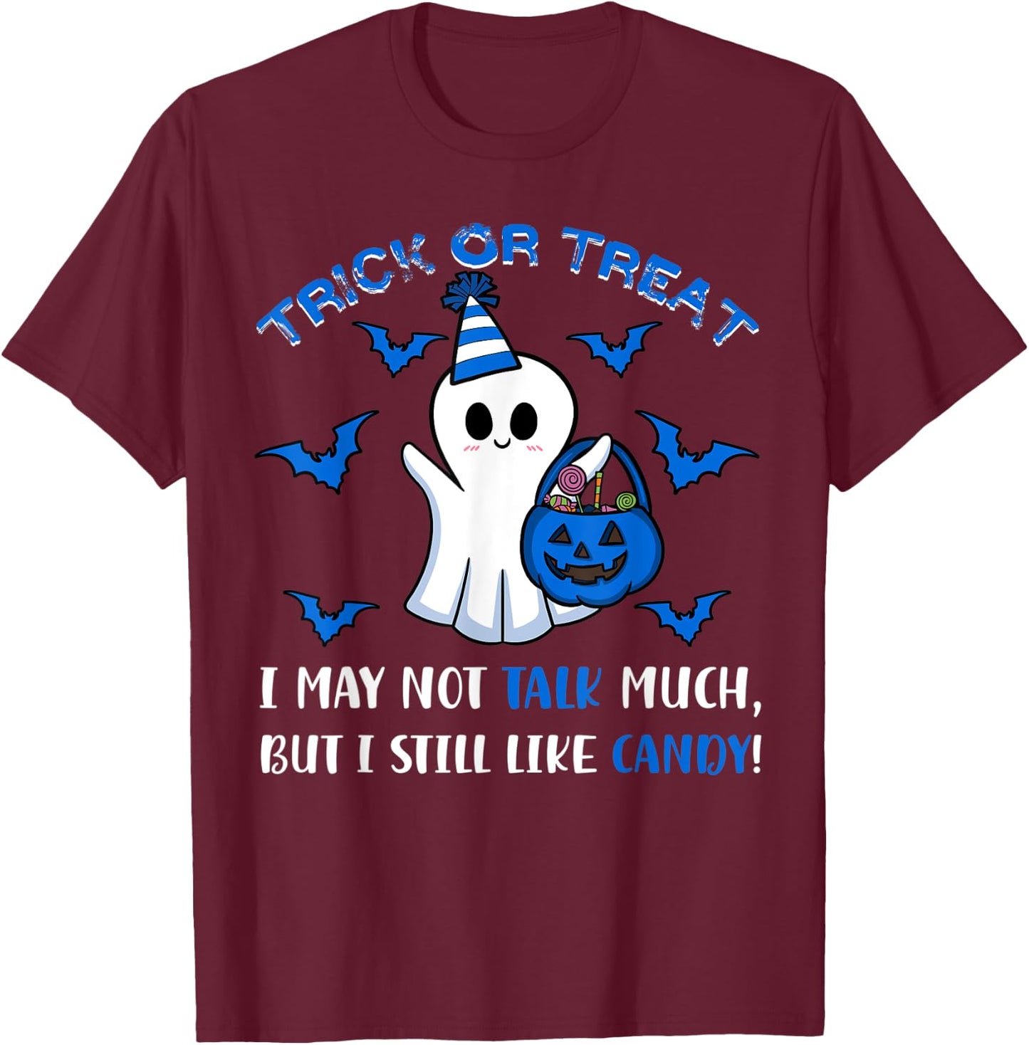 Autism ASD Awareness Halloween Trick Or Treat Candy T-Shirt - T-Shirt | Maroon