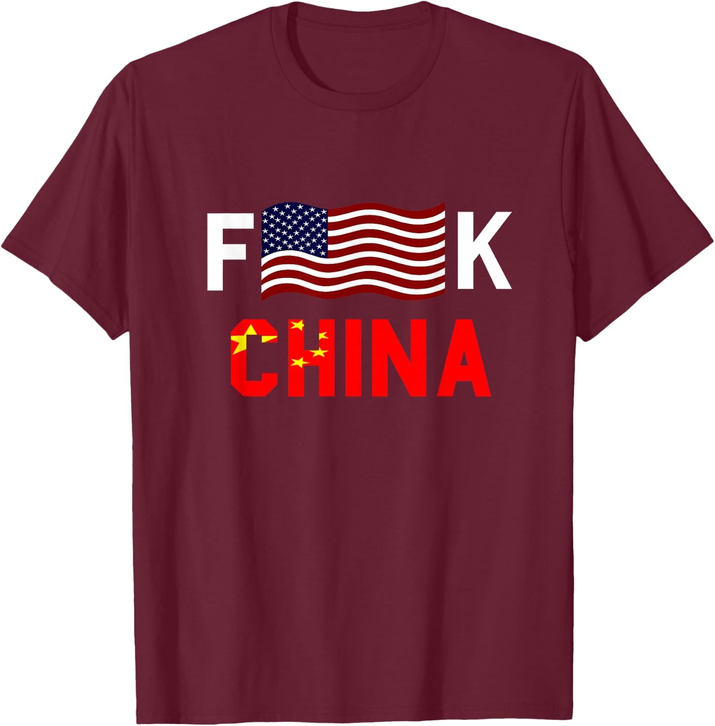 F American Flag K China T-Shirt - T-Shirt | Maroon