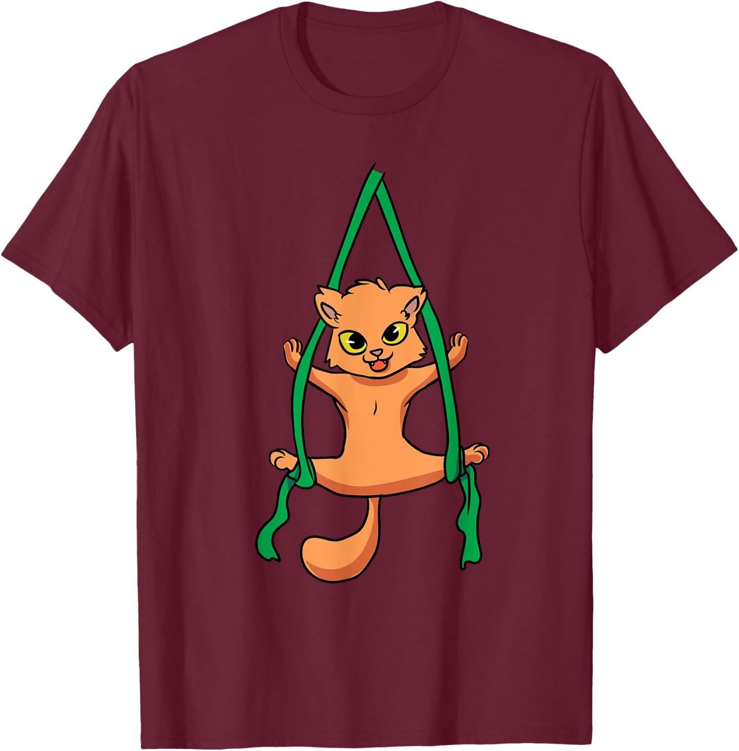 Aerial Silk Dancer Acrobat Funny Cat Aerialist Men Women Girls Kids T-Shirt - T-Shirt | Maroon