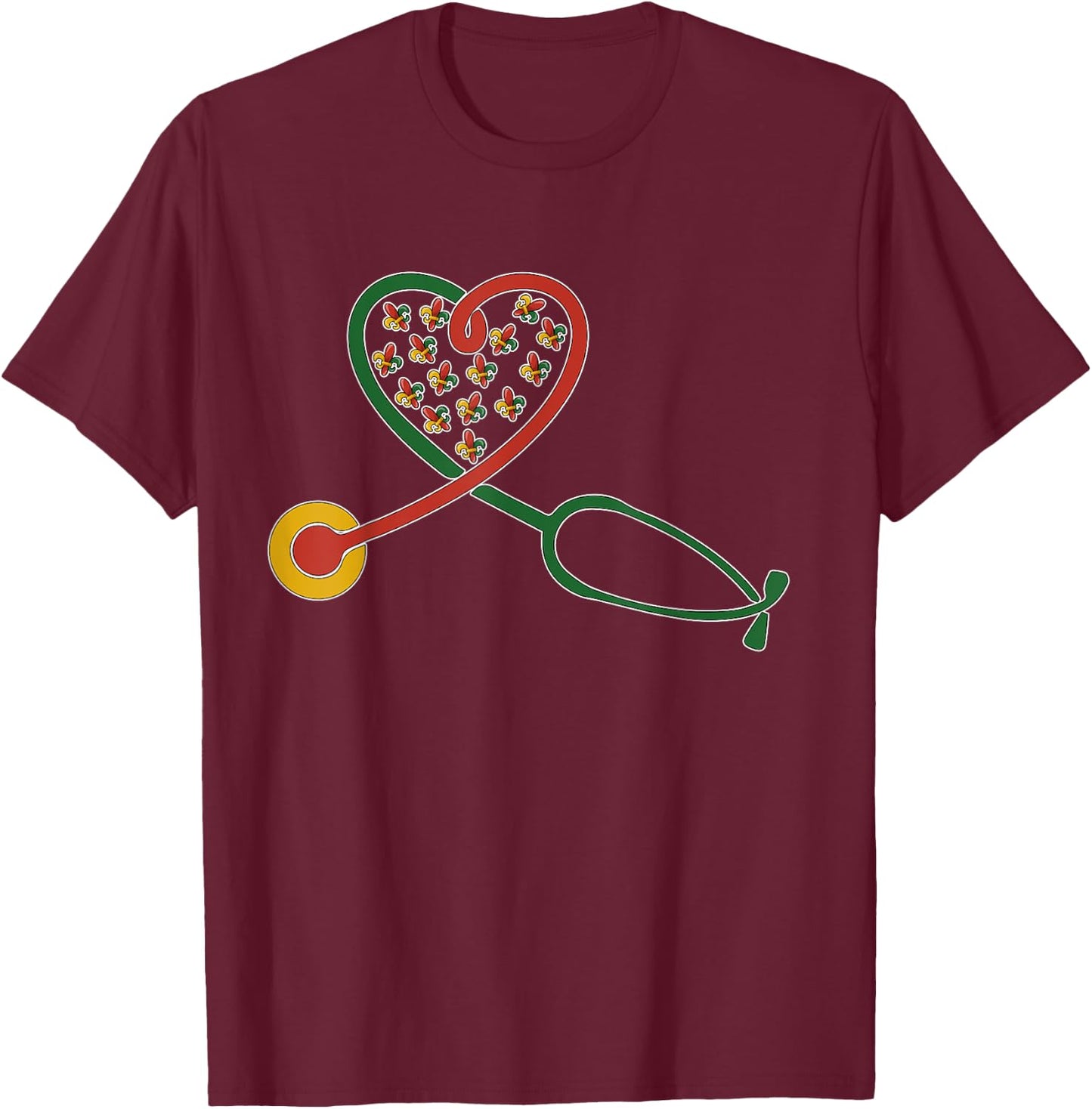 Stethoscope Juneteenth Nurse Melanin Pride African American T-Shirt - T-Shirt | Maroon