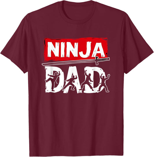 Ninja Dad Fathers Day T-Shirt - T-Shirt | Maroon