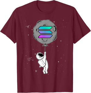 Cryptocurrency Talk Funny Solana Hodl Moon Astronaut T-Shirt - T-Shirt | Maroon