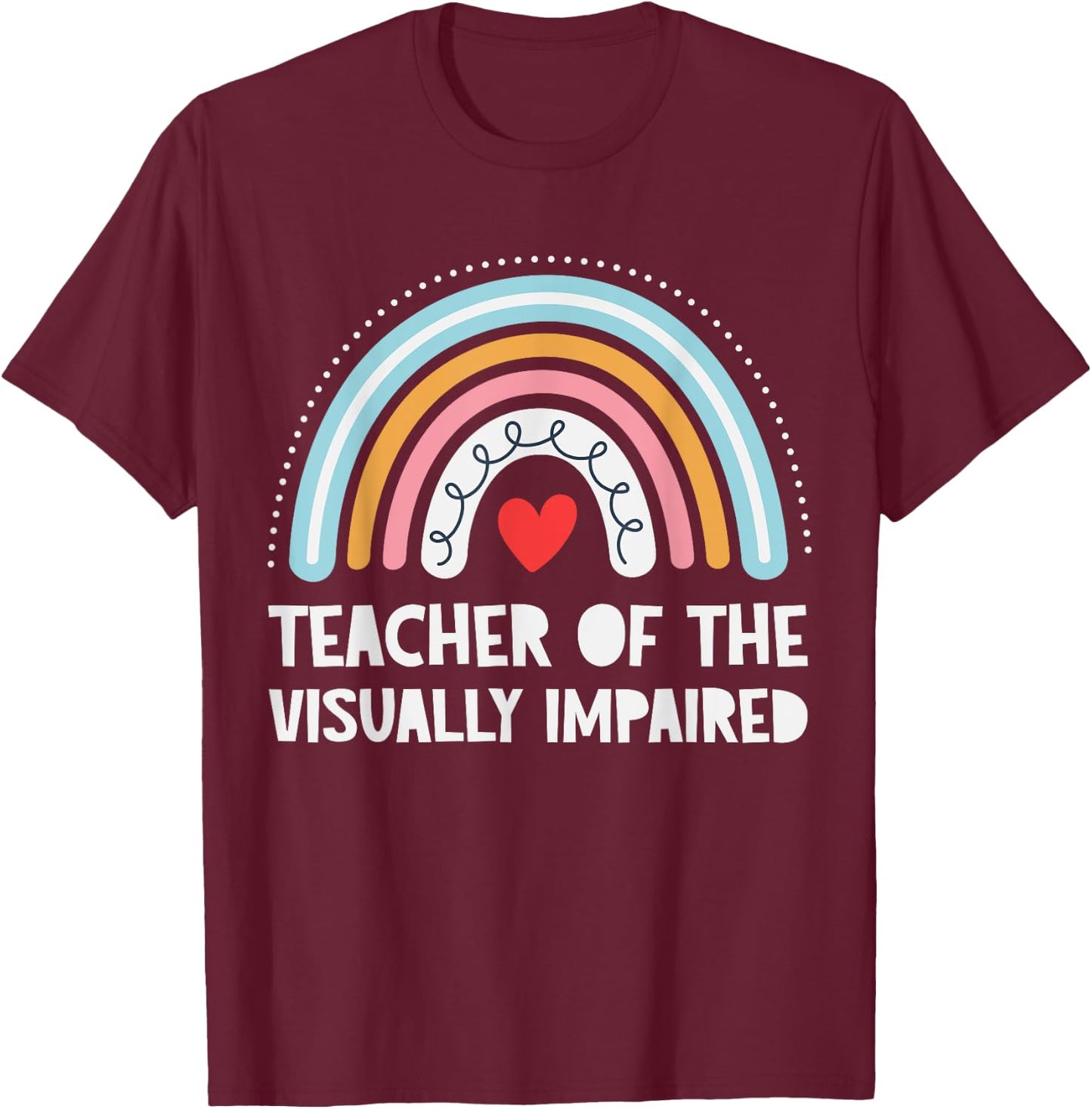 Vision Teacher Crew Boho Back School Appreciation Thank TVI T-Shirt - T-Shirt | Maroon