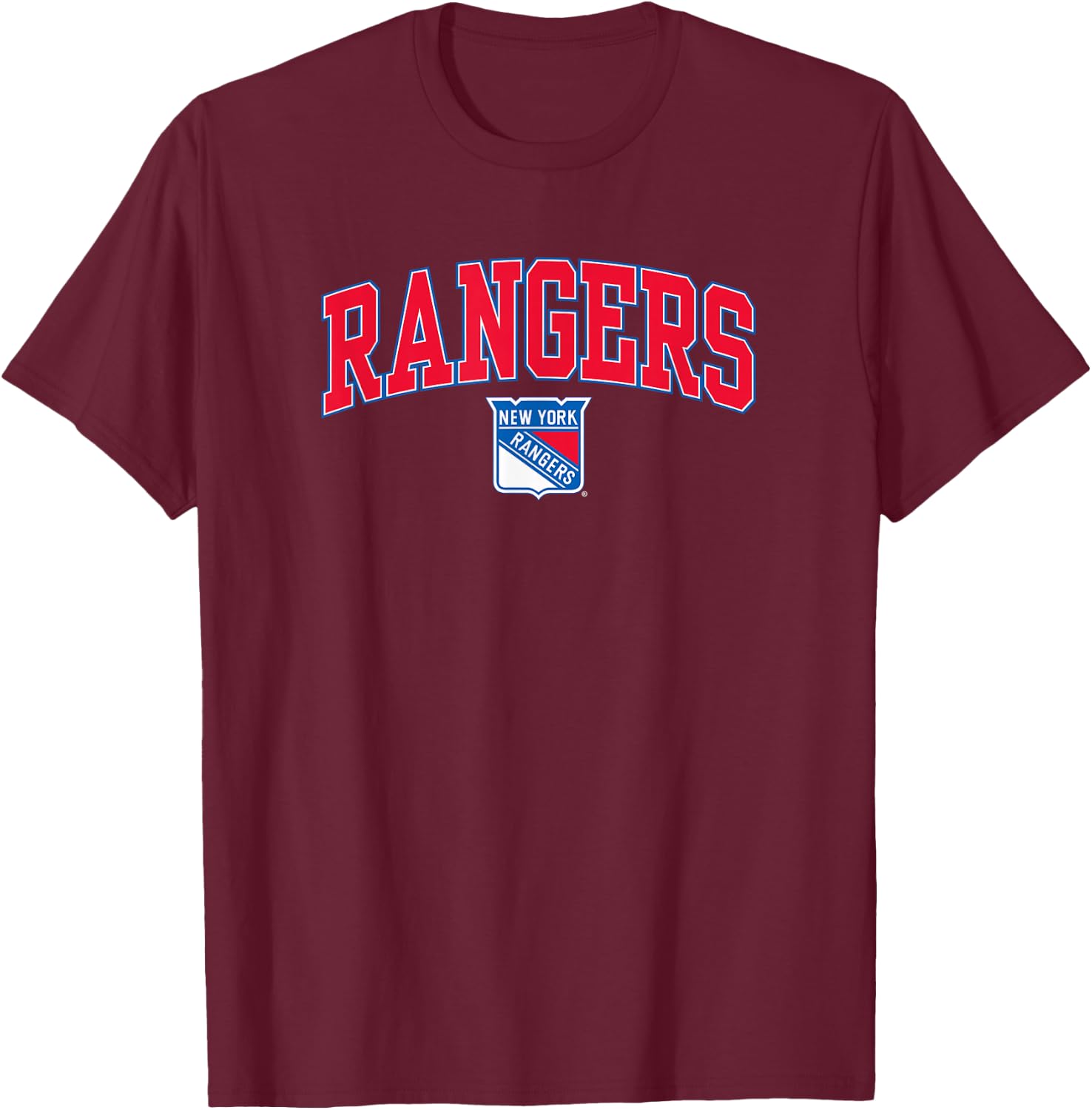 New York Rangers Arch Over - Black, -Adults, Short Sleeve, , NHL, New York Rangers, Sports Fan T-Shirt - T-Shirt | Maroon