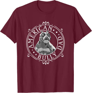 Best American Bully Dad Ever Vintage T-Shirt - T-Shirt | Maroon