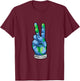 World Peace Earth Day Awareness Peace Sign Hand Gesture T-Shirt - T-Shirt | Maroon