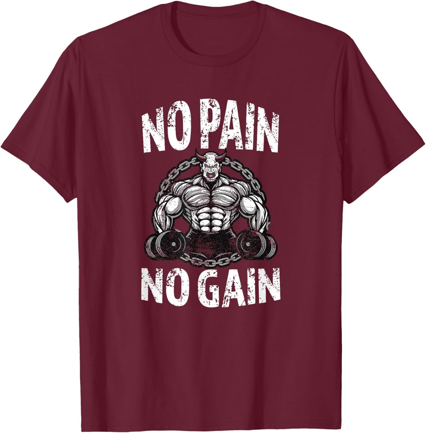 Workout Gym Strong Devil Devil No Pain No Gain T-Shirt - T-Shirt | Maroon