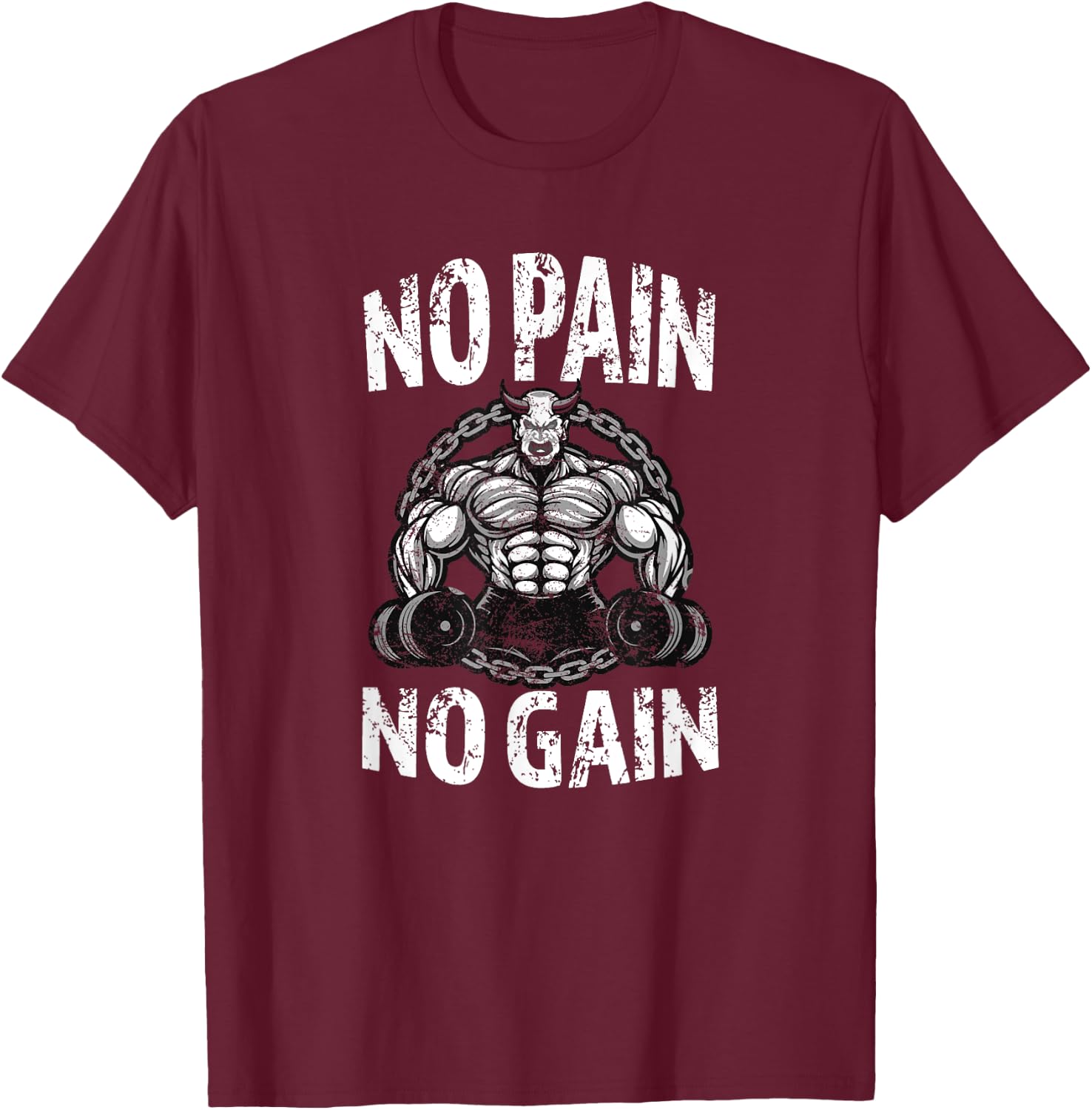 Workout Gym Strong Devil Devil No Pain No Gain T-Shirt - T-Shirt | Maroon