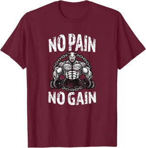 Workout Gym Strong Devil Devil No Pain No Gain T-Shirt - T-Shirt | Maroon