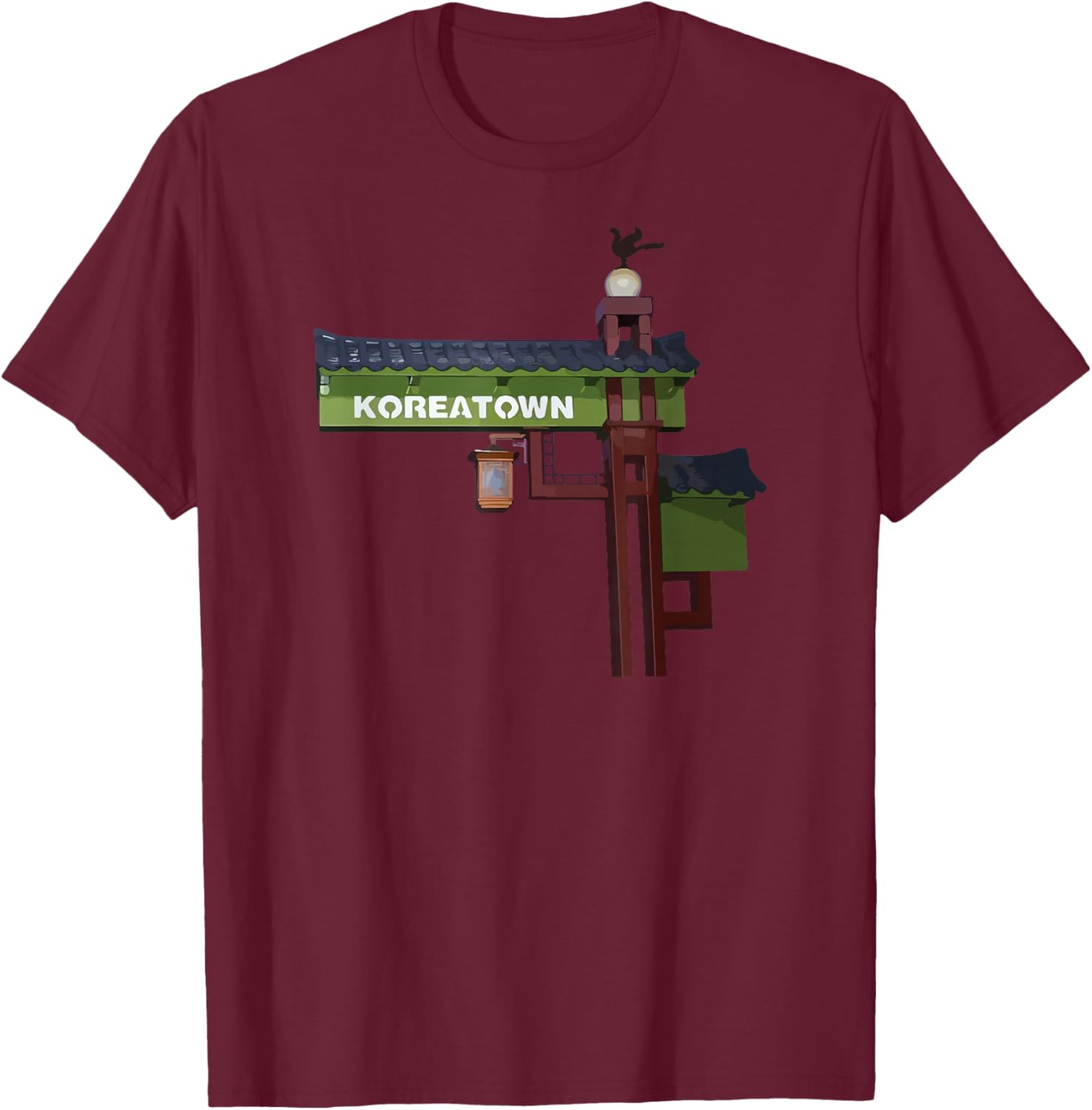 Koreatown Los Angeles Street Sign Wilshire Downtown LA Cali T-Shirt - T-Shirt | Maroon