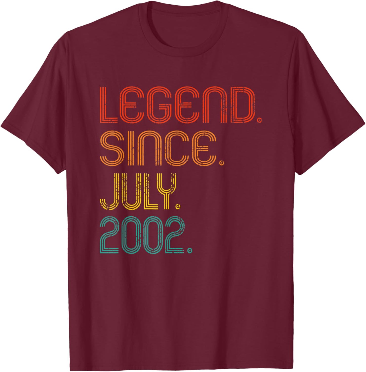 Legend Since July 2002 20th Birthday 20 Years Old Vintage T-Shirt - T-Shirt | Maroon