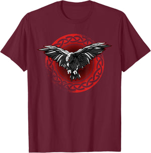 Odin Ravens Huginn & Muninn Vegvisir Vikings Celtic Nordic T-Shirt - T-Shirt | Maroon