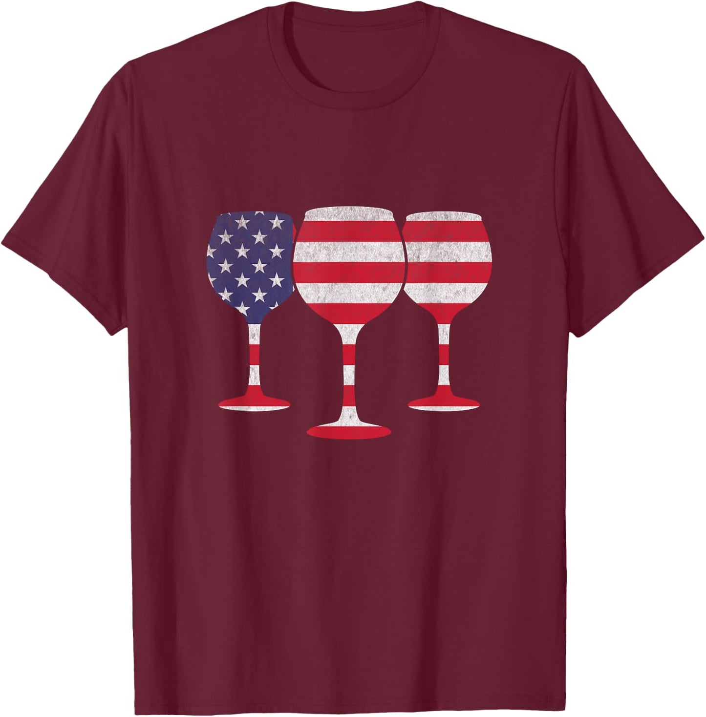 4th Of July Party Patriotic Day Wine US Flag 4th Of July T-Shirt - T-Shirt | Maroon