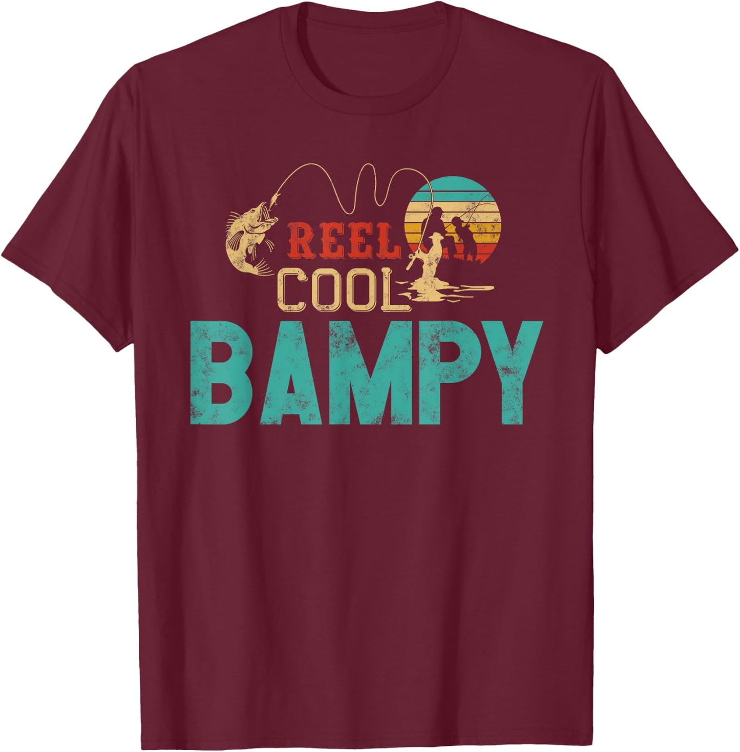 Reel Cool Bampy vintage funny fishing rod gifts for Bampy T-Shirt - T-Shirt | Maroon