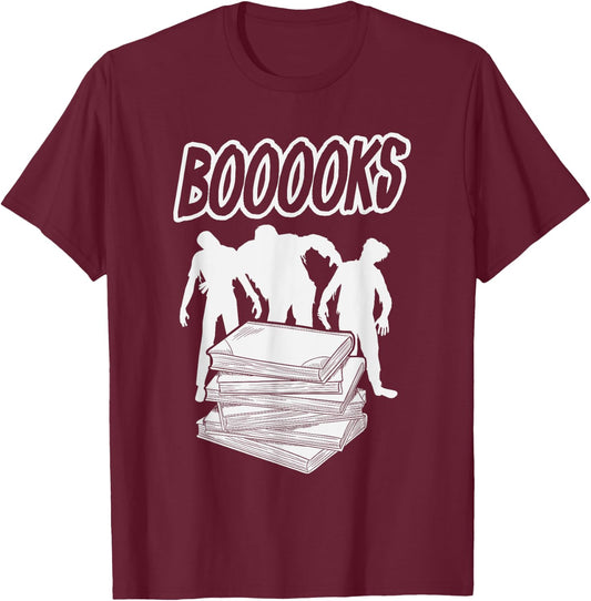 Booooks Halloween Zombie Book Reader Spooky Funny Gift T-Shirt - T-Shirt | Maroon