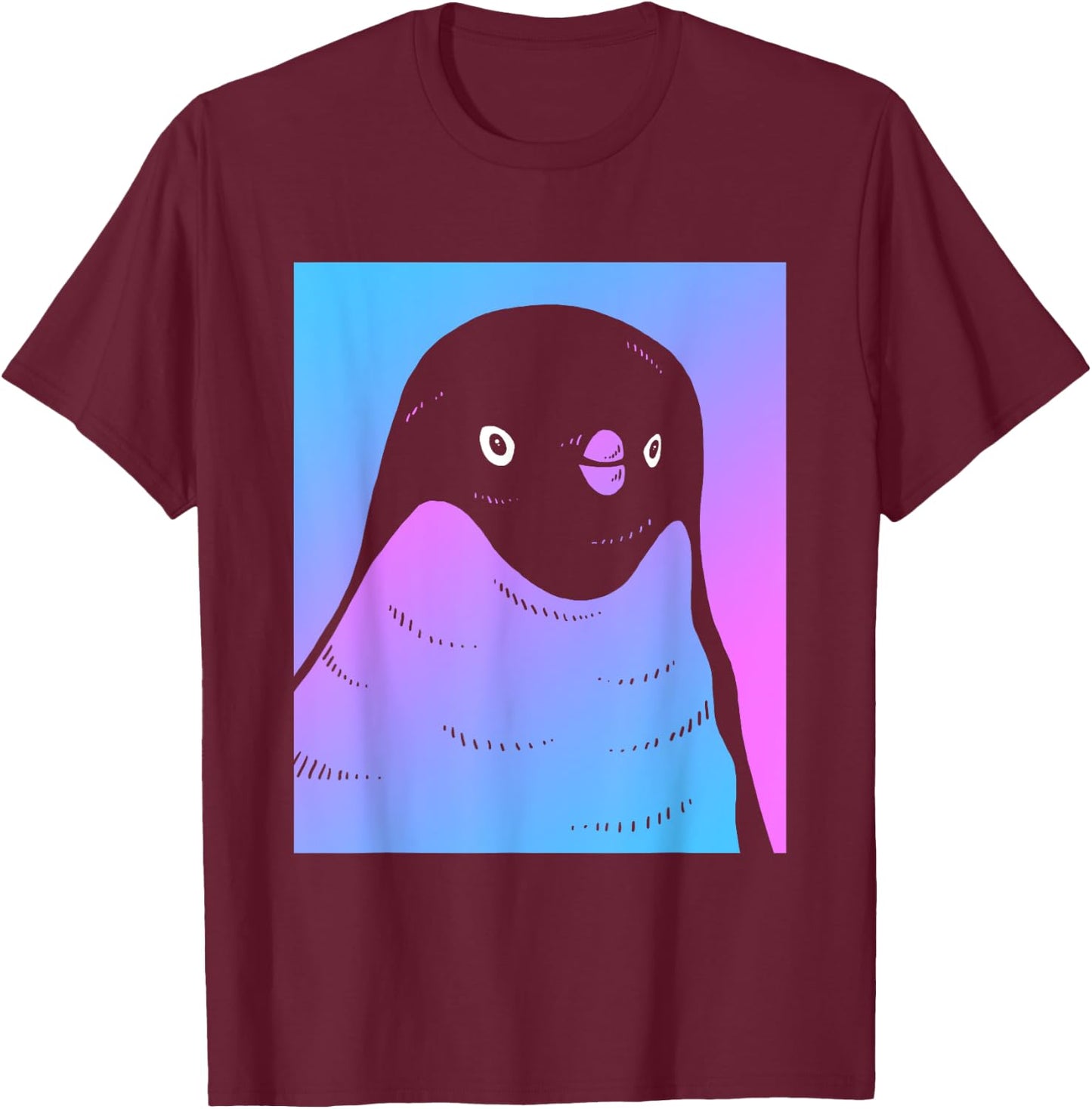 Vaporwave Penguin Aesthetic Pastel Goth Aquatic Bird T-Shirt - T-Shirt | Maroon